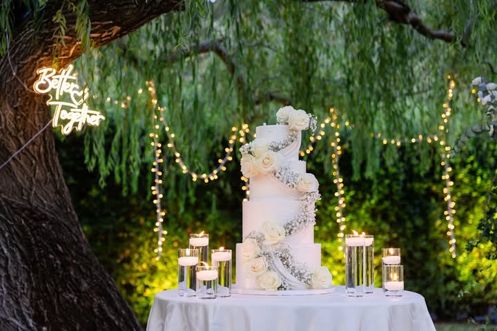 Tavolo della torta decorato per il matrimonio